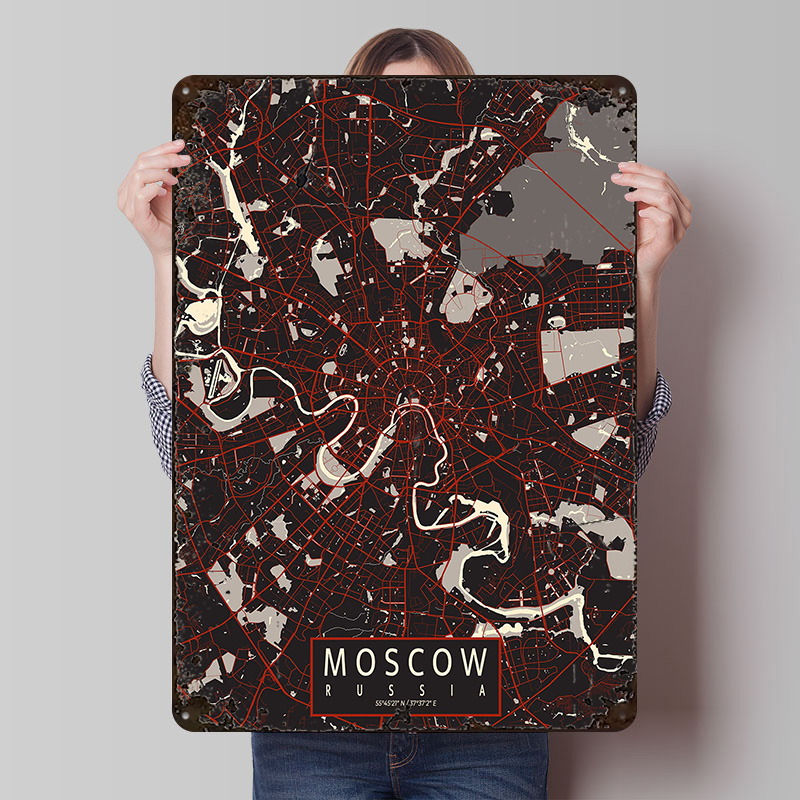 Moscow City Map Vector Metal P - Custom Map Poster review and price
