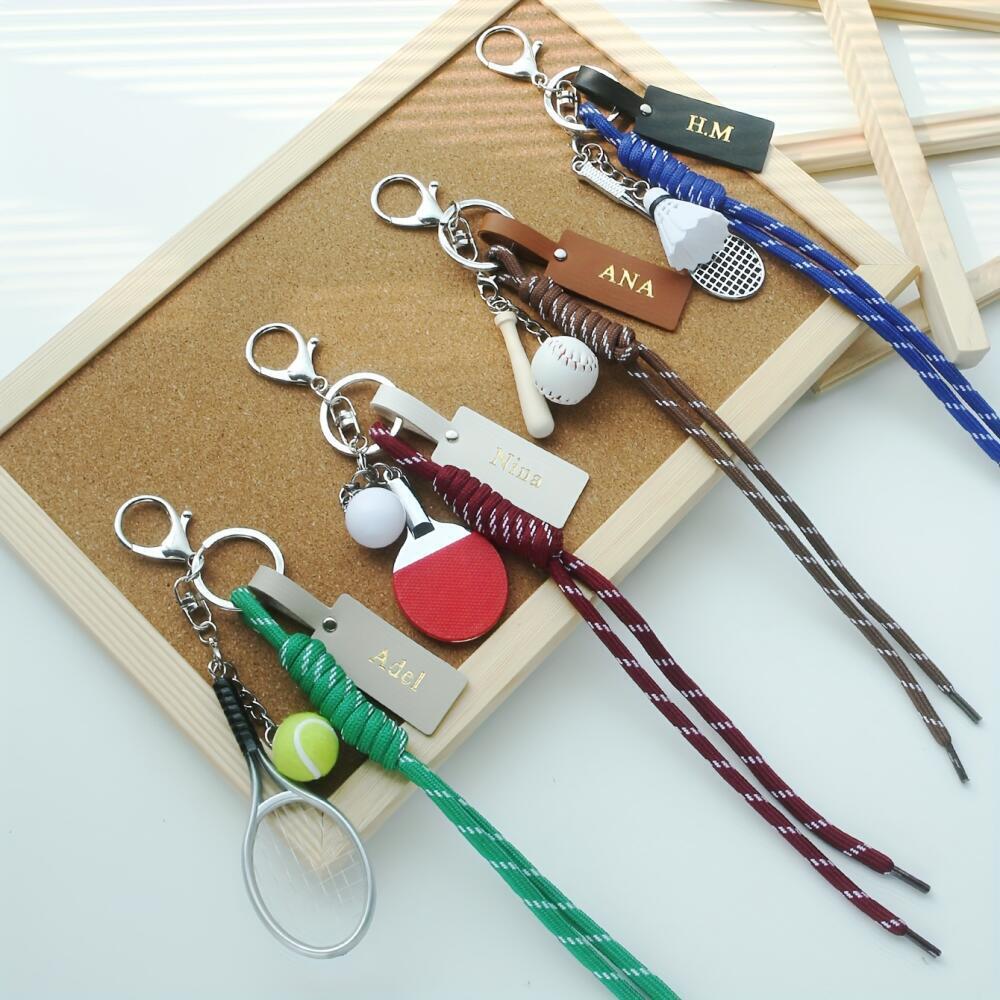 Customized Name Sports Themed  - Monogram Keychain Leather review and price