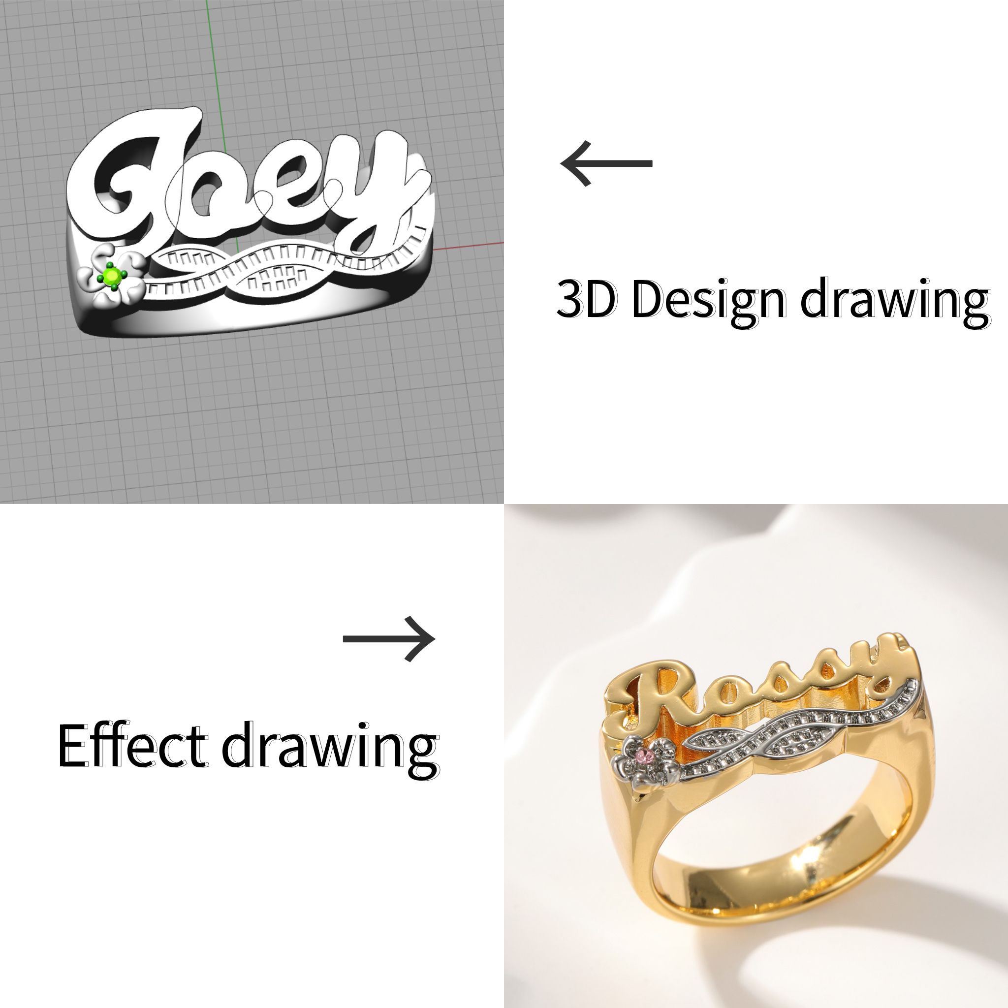 3D Name Ring Custom Diamond Na - Initial Ring Custom review and price